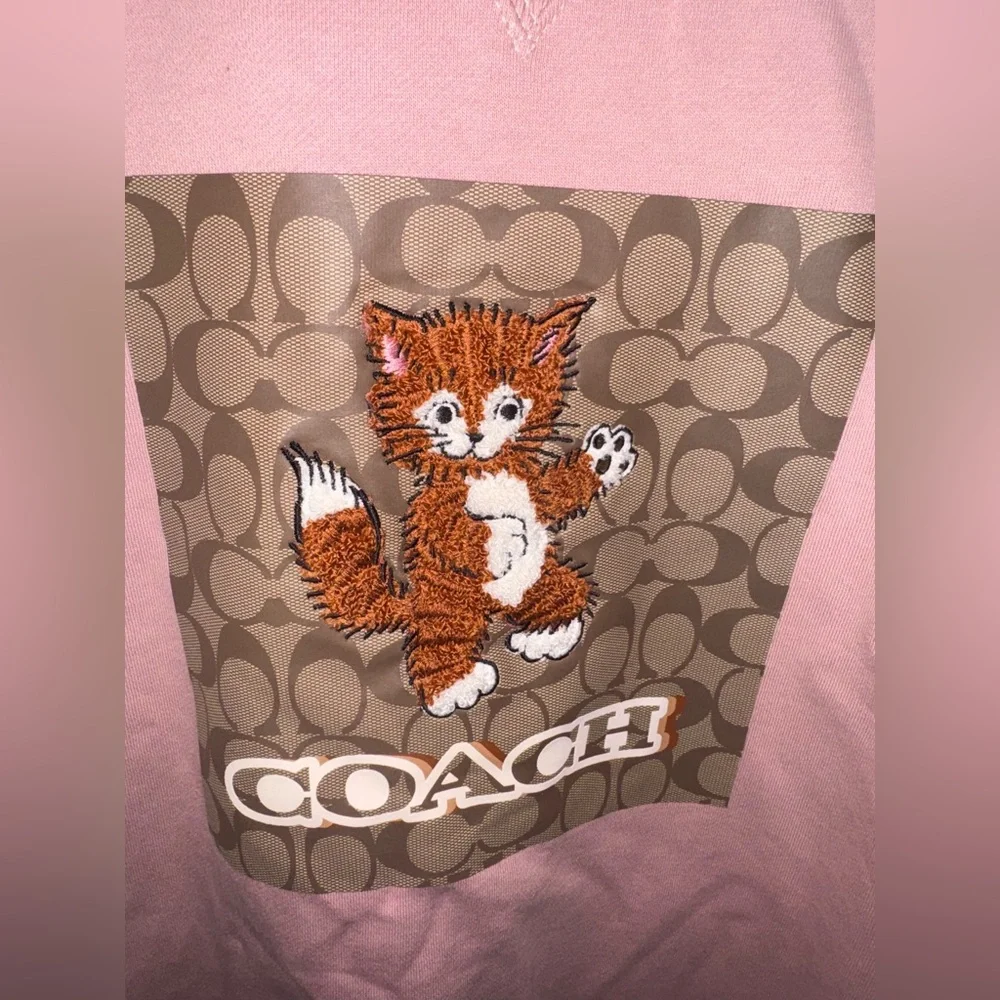COACH Signature Kitten Crewneck Light Rose EUC - Picture 3 of 4
